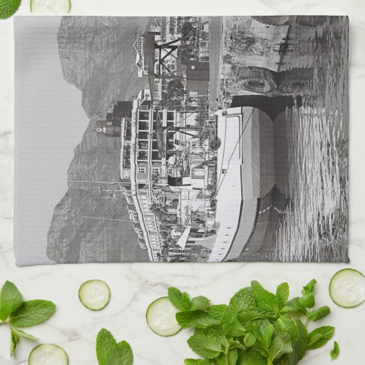 Kaapstad Waterfront Table Mountain Zuid-Afrika Theedoek (Gevouwen)