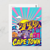 Kaapstad, Zuid-Afrika Art Travel Poster Briefkaart (Voorkant / Achterkant)