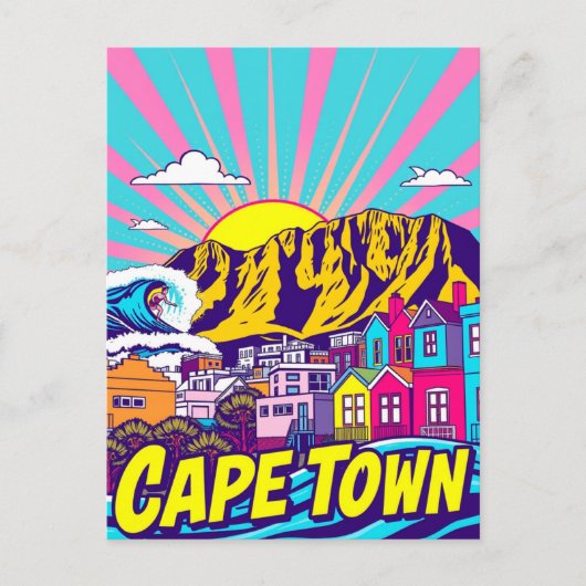 Kaapstad, Zuid-Afrika Art Travel Poster Briefkaart (Voorkant)