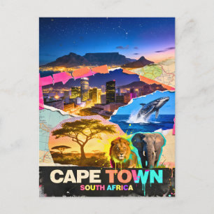 Kaapstad Zuid-Afrika Berg Zee Safari Collage Briefkaart