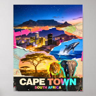Kaapstad Zuid-Afrika Berg Zee Safari Collage Poster