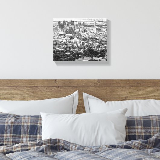 Kaapstad Zuid-Afrika Cityscape Monochrome Canvas Afdruk (Insitu (Slaapkamer))