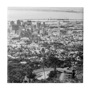 Kaapstad Zuid-Afrika Cityscape Monochrome Tegeltje