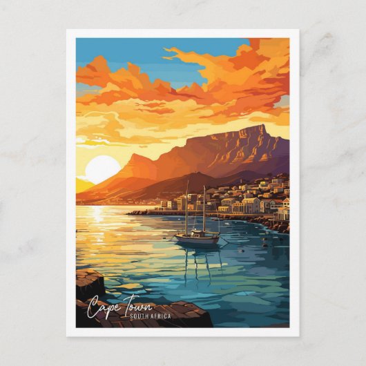 Kaapstad Zuid-Afrika Kunst Reizen Illustratie Briefkaart (Voorkant)