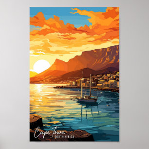 Kaapstad Zuid-Afrika Kunst Reizen Illustratie Poster