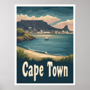 Kaapstad Zuid-Afrika Kunst Vintage Reizen Poster