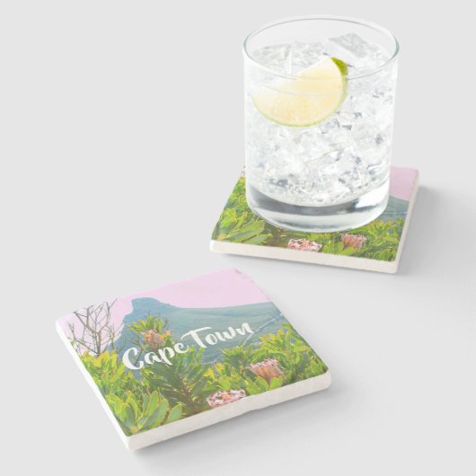 Kaapstad Zuid-Afrika Natuur van protea Lion Stenen Onderzetter (Zijkant)