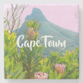 Kaapstad Zuid-Afrika Natuur van protea Lion Stenen Onderzetter (Voorkant)