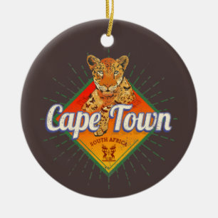 Kaapstad Zuid-Afrika Retro Leopard  Keramisch Ornament
