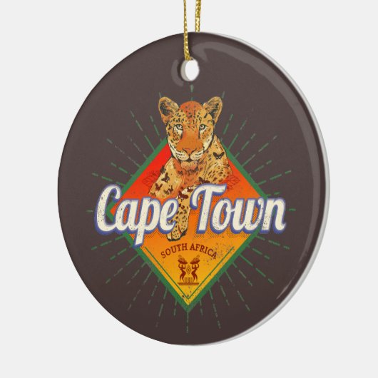 Kaapstad Zuid-Afrika Retro Leopard Keramisch Ornament (Links)