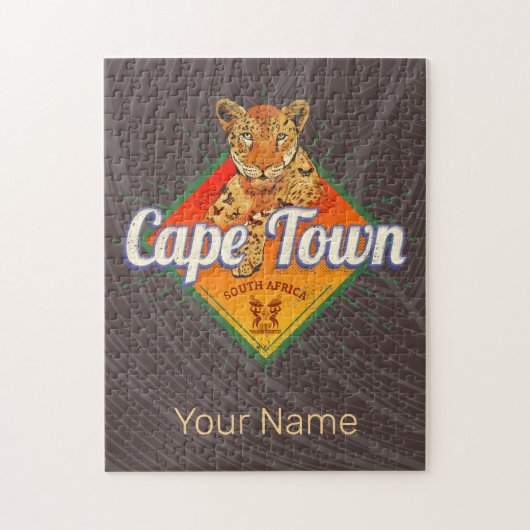 Kaapstad Zuid-Afrika Retro Leopard  Legpuzzel (Verticaal)
