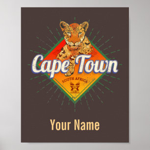 Kaapstad Zuid-Afrika Retro Leopard  Poster