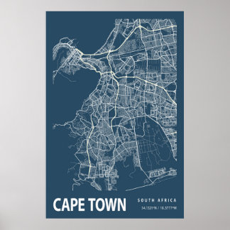 Kaapstad Zuid-Afrika - Stadskaartkunst Poster