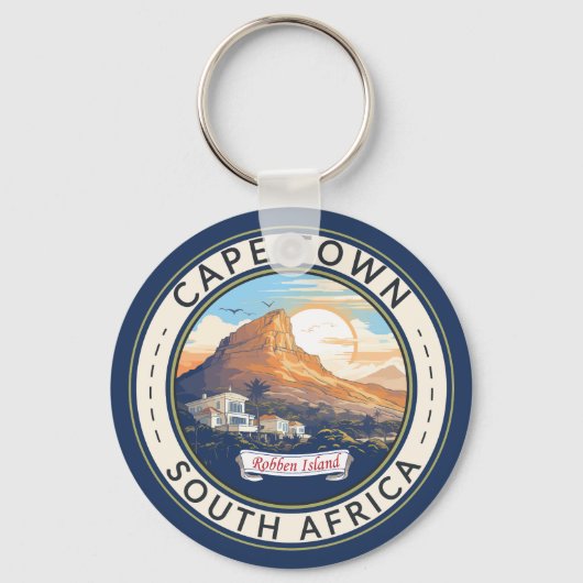 Kaapstad Zuid-Afrika Travel Art Badge Sleutelhanger (Voorkant)
