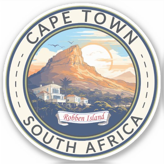 Kaapstad Zuid-Afrika Travel Art Badge Sticker (Voorkant)