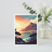 Kaapstad Zuid-Afrika vintage reisillustratie Briefkaart (Staand voorkant)