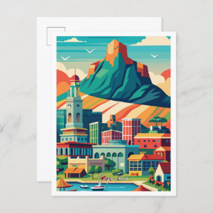Kaapstad Zuid-Afrika Vintage Travel Illustration Briefkaart