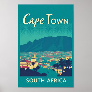 Kaapstad - Zuid-Afrika Vintage Travel Poster