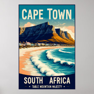 Kaapstad - Zuid-Afrika Vintage Travel Poster