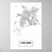 Kaapstad, Zuid-Afrika (zwart op wit) Poster (Voorkant)