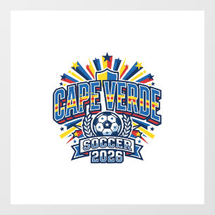 Kaapverdië Voetbal 2026 Voetbal Vet Land Typografi Raamsticker