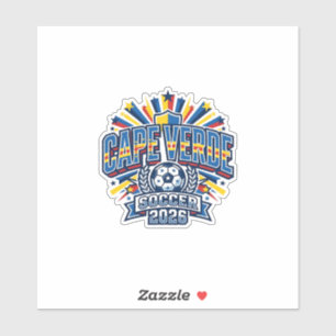 Kaapverdië Voetbal 2026 Voetbal Vet Land Typografi Sticker