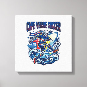 Kaapverdië Voetbal Skelet Aanvaller Landen Premium Canvas Afdruk