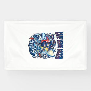 Kaapverdië Voetbal Skelet Aanvaller Landen Premium Spandoek