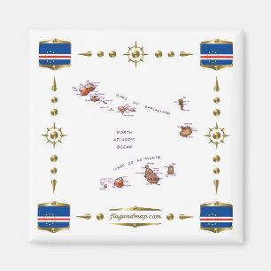 Kaapverdische kaart + Vlaggen Magnet Magneet