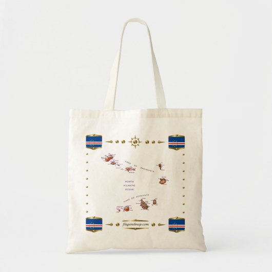 Kaapverdische kaart + vlaggentas tote bag (Voorkant)