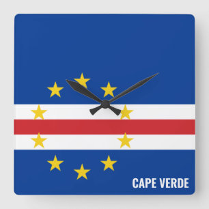 Kaapverdische vlag Dazzling Patriotic Vierkante Klok