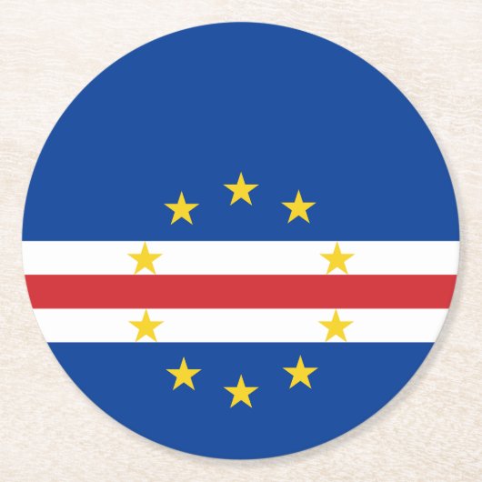 Kaapverdische vlag ronde kartonnen onderzetter (Voorkant)