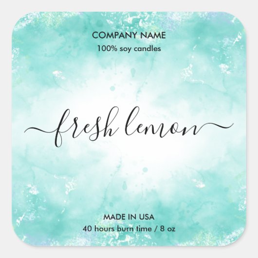 Kaaretiket aqua blue jar label (Voorkant)