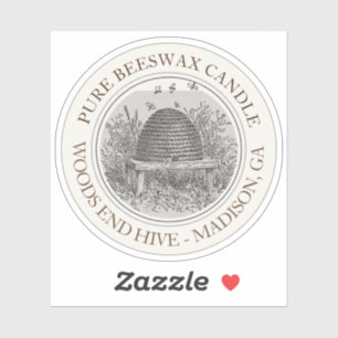 Kaaretiket bijenwas met schuine streep sticker