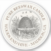 Kaaretiket bijenwas met schuine streep sticker (Voorkant)