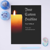 Kaars branden op zwart met aangepaste tekst flyer (Enkel)