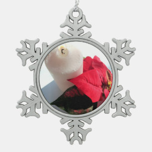 Kaars en Poinsettia Snowflake Ornament met omwoeld