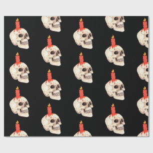 Kaars- en schedel-halloween-patroonverlooppapier cadeaupapier