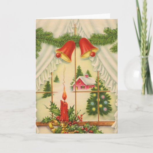 Kaars in het Venster Feestdagen Kaart (Voorkant)