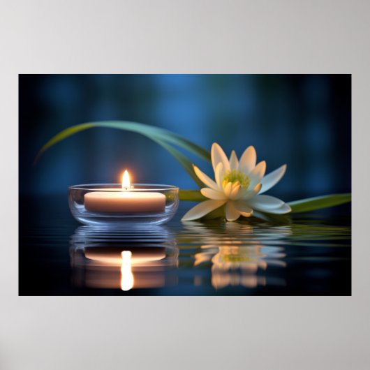 Kaars Licht Bloemen Rustig Vreedzaam Poster (Voorkant)