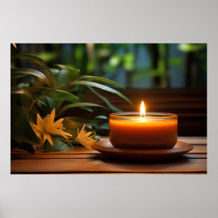 Kaars Licht Bloemen Rustig Vreedzaam Poster