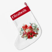 Kaars Middenstuk met Poinsettia Bloem Grote Kerstsok (Achterkant (Hangend))