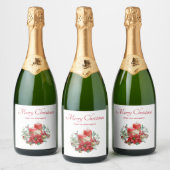 Kaars Middenstuk met Poinsettia Bloem Sparkling Wijnetiket (Flessen)