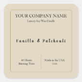 Kaars Productlabel Vierkante Stickers Beige (Voorkant)