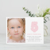 Kaars Vijfde verjaardag uitnodiging (Staand voorkant)