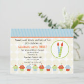 Kaarsen en cupcakes, uitnodiging op zaterdag (Staand voorkant)