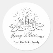 Kaarsen en hulst script Kerst sticker (Voorkant)