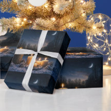 Kaarsen in de sneeuw met een wassende maan Yule