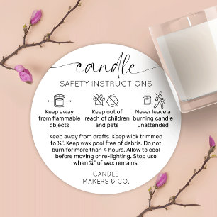 Kaarsen Waarschuwing Etiket Modern script zwart wi