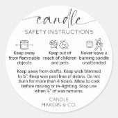 Kaarsen Waarschuwing Etiket Modern script zwart wi (Voorkant)